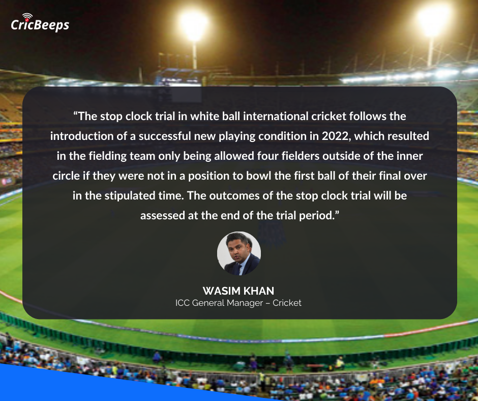 The ICC's Wasim Khan, General Manager – Cricket, on stop clock